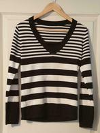 Zwart-wit gestreepte sweater, V-hals, lange mouwen, Ophalen of Verzenden, Zo goed als nieuw, Maat 36 (S), Zwart