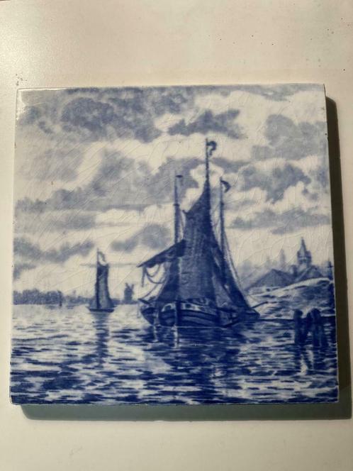 Oude/ antieke Delfts Blauwe wandtegel met havenzicht !, Antiek en Kunst, Antiek | Wandborden en Tegels, Ophalen of Verzenden