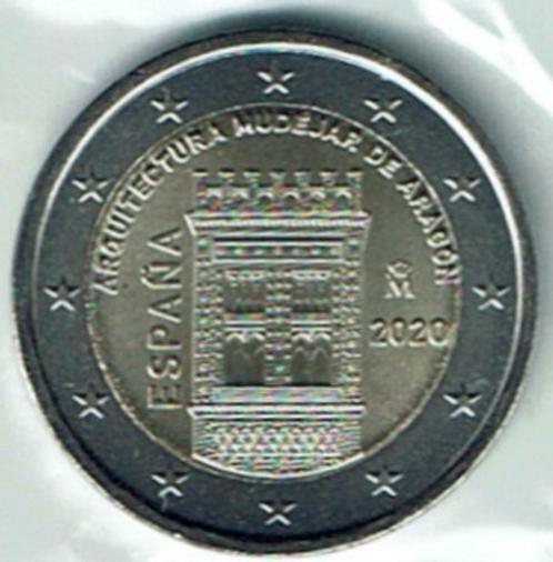 2 euro munt Spanje 2020 UNC Aragon, Postzegels en Munten, Munten | Europa | Euromunten, Losse munt, 2 euro, Spanje, Verzenden