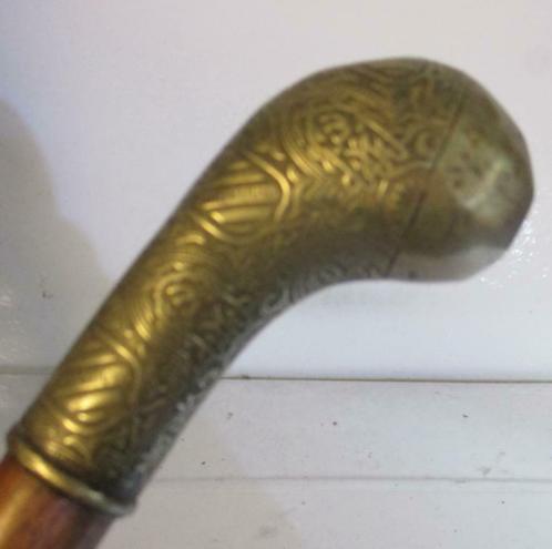 antieke oosters getinte wandelstop metalen knop  301, Antiquités & Art, Curiosités & Brocante, Envoi