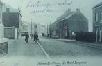 Postkaart Haine-St Pierre Le Pont Brogniez koets en tram, Verzamelen, Postkaarten | België, Ophalen of Verzenden, Voor 1920, Gelopen