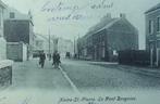 Postkaart Haine-St Pierre Le Pont Brogniez koets en tram, Henegouwen, Gelopen, Ophalen of Verzenden, Voor 1920