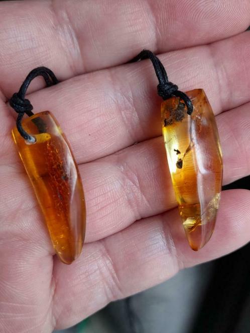 Deux pendentifs en ambre de la Lituanie, Bijoux, Sacs & Beauté, Pendentifs, Neuf, Pierre ou Minéral, Brun, Avec pierre précieuse