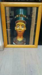 Peinture buste Reine Néfertiti sur papyrus - encadrée, Antiquités & Art, Enlèvement