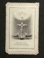 Kanten Devotieprentje Jezus en het Heilig Hart - eind 1800, Bidprentje, Ophalen of Verzenden