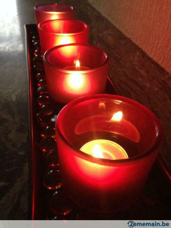 Bougeoirs & Verre, Enlèvement ou Envoi, Utilisé, Rouge