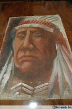 Doek olie verf Indiaan, Antiek en Kunst, Kunst | Schilderijen | Modern