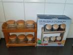 Kruiden- en specerijen rek met 6 glazen stevige potjes, Ophalen, Gebruikt, Glas, Overige typen