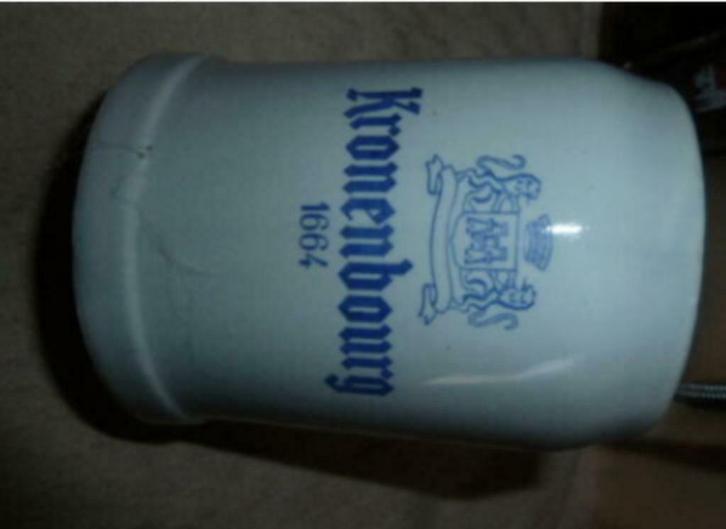 #C Bier glas / stenen pul 1664 KRONENBOURG 5/20 " blauw ", Verzamelen, Glas en Drinkglazen, Nieuw, Bierglas, Ophalen of Verzenden