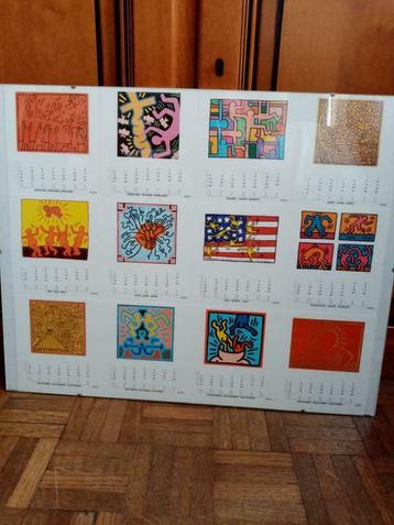 Calendrier sérigraphie vitré Keith Haring 2000s (50cm/40cm), Enlèvement
