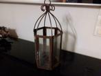 Ancienne lanterne porte bougie en métal rouillé, Brun, 25 à 50 cm, Utilisé, Enlèvement ou Envoi
