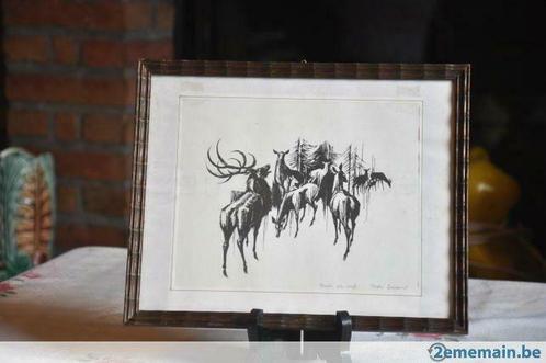 §eau forte/gravure de toussaint andré, Antiek en Kunst, Kunst | Etsen en Gravures, Ophalen