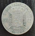Belgium 1866 - 50 Centiem FR Zilver - Leopold II - Morin 180, Postzegels en Munten, Zilver, Zilver, Losse munt, Verzenden