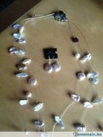Parure NEUVE perles biwa collier et boucles oreilles, Autres matériaux, Neuf