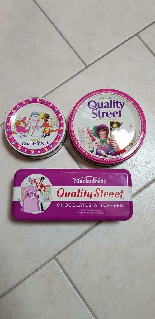 Lot de 3 boites en fer de quality street, Collections, Boîte en métal, Utilisé, Enlèvement ou Envoi