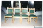 4 chaises De Coene en chène delavé, cuir vert, Ophalen