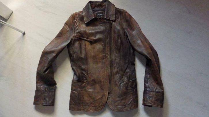 toffe vintage vest in leder vh merk Claudia Sträter, Kleding | Dames, Truien en Vesten, Gedragen, Maat 36 (S), Bruin, Ophalen