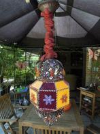 luster luchter afgewerkt met glazen parels en stof, Huis en Inrichting, Lampen | Kroonluchters, Ophalen of Verzenden, Gebruikt