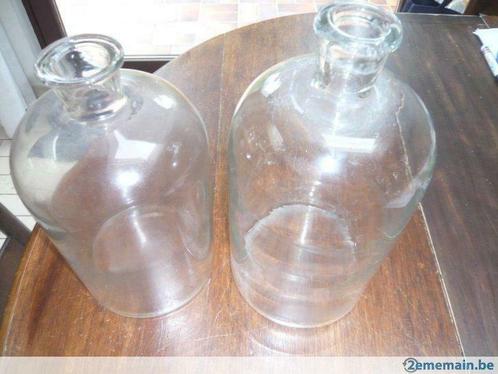 2 bouteilles de pharmacie verre transparent, bon état., Verzamelen, Glas en Drinkglazen, Gebruikt, Ophalen