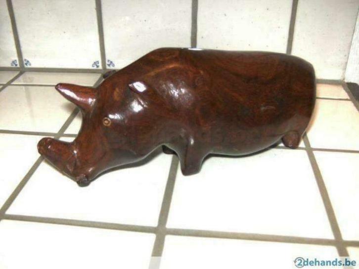 houten neushoorn en olifant, Antiek en Kunst, Kunst | Beelden en Houtsnijwerken, Ophalen of Verzenden