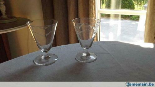2 petits verres à liqueur - Val St Lambert, Antiquités & Art, Antiquités | Verre & Cristal