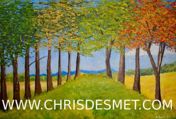 schilderij - Bomenrijen met paletmes beschikbaar voor biedingen