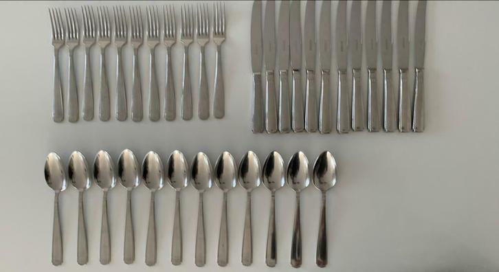 Vintage roestvrij bestekset, Huis en Inrichting, Keuken | Bestek, Gebruikt, Bestekset, Ophalen of Verzenden