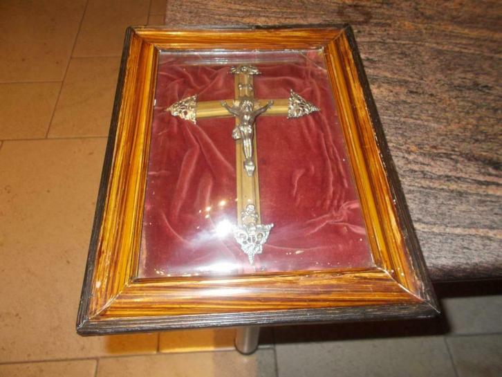 Christusbeeld in kader/Foto van Jezus, Antiek en Kunst, Antiek | Religieuze voorwerpen, Ophalen of Verzenden