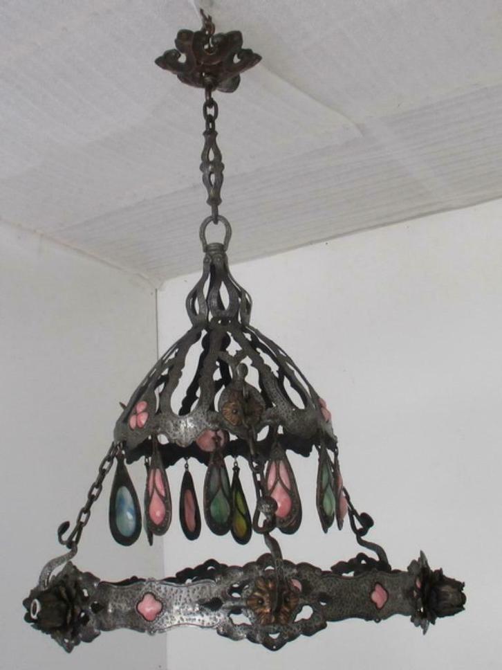 art nouveau Arts & crafts lamp glas ornamenten Tiffany, Antiek en Kunst, Antiek | Verlichting, Ophalen