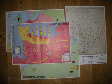 Lot grote kaarten en knipsels D-Day en bevrijding 1944-'45, Boeken, Ophalen of Verzenden, Tweede Wereldoorlog, Zo goed als nieuw