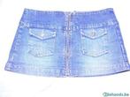 leuk jeans mini rokje met rits 38, Gedragen