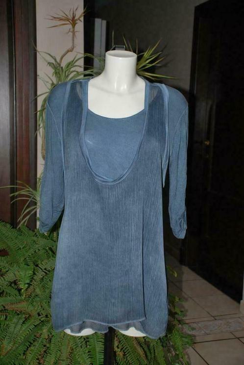 Tunique asymétrique en voile bleu jeans manches 3/4 Taille M, Vêtements | Femmes, Blouses & Tuniques, Comme neuf, Taille 38/40 (M)