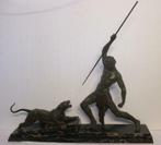 art deco beeld jager met speer & panter The Hunt DH Chiparus, Bronze, Enlèvement