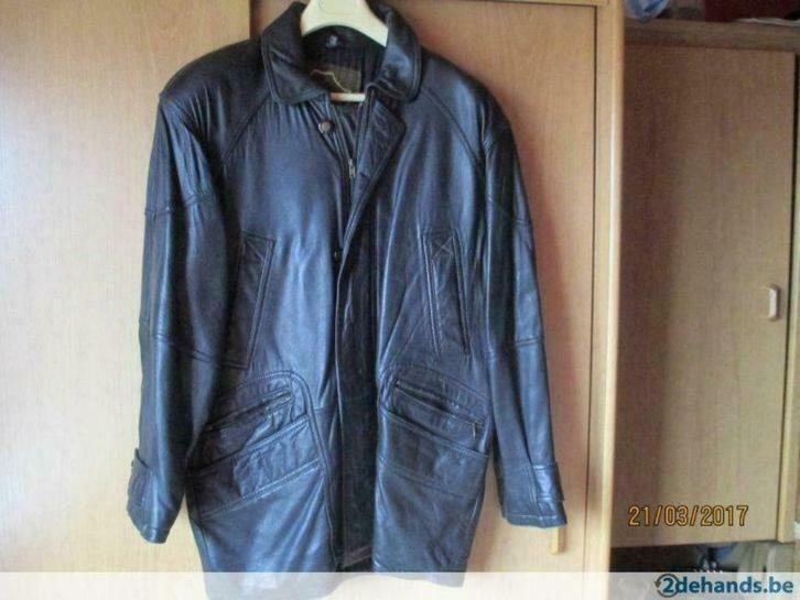 lederen herenjas, Kleding | Heren, Jassen | Winter, Gedragen, Maat 48/50 (M), Zwart, Ophalen of Verzenden