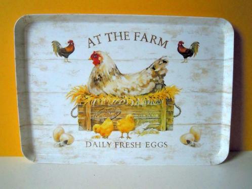 Dienblad "Daily fresh eggs", Antiek en Kunst, Curiosa en Brocante, Ophalen of Verzenden