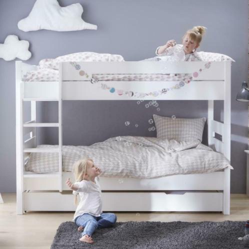 Wit stapelbed met boxsprings 90x190, Huis en Inrichting, Slaapkamer | Stapelbedden en Hoogslapers, Nieuw, Stapelbed, 90 cm, 190 cm of minder