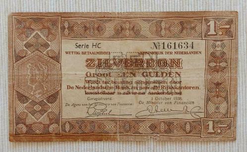 Netherlands 1938 - ‘Zilverbon - 1 Gulden’ - Serie HC, Postzegels en Munten, Bankbiljetten | Nederland, Los biljet, 1 gulden, Verzenden