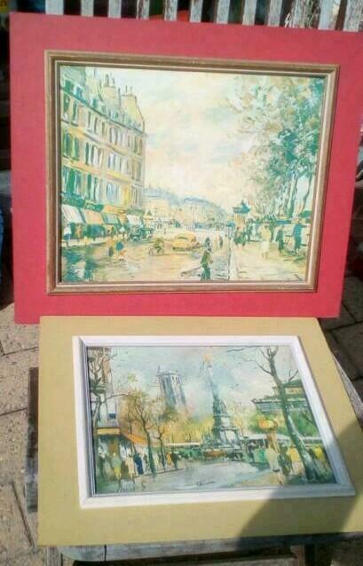 Leuke kleurrijke levende prints uit het leven in Parijs, Antiek en Kunst, Curiosa en Brocante, Ophalen of Verzenden