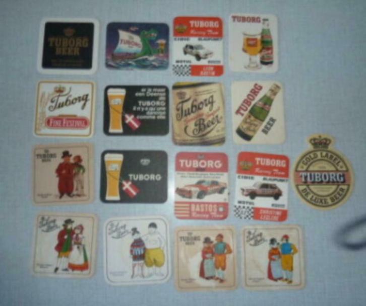 17 verschillende bier viltjes TUBORG, Collections, Marques de bière, Utilisé, Sous-bock, Autres marques, Enlèvement ou Envoi