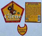 Bieretiket La Corne Brouwerij d'Ebly (2m8), Verzamelen, Biermerken, Overige merken, Overige typen, Gebruikt, Ophalen of Verzenden