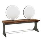 ronde spiegel kaptafel knipspiegel kapsalon massief hout, Ophalen of Verzenden, Nieuw