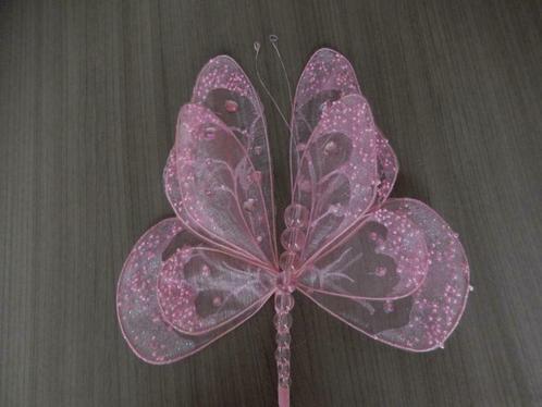deco - roze vlinders - nieuw - gratis stof, Maison & Meubles, Accessoires pour la Maison | Autre, Neuf, Enlèvement ou Envoi