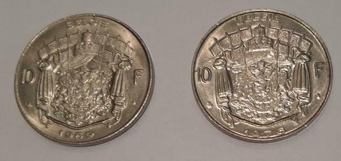 2 pièces 10 francs  frank België 1969 et 76 TB Baudouin, Timbres & Monnaies, Monnaies | Belgique, Métal, Enlèvement ou Envoi