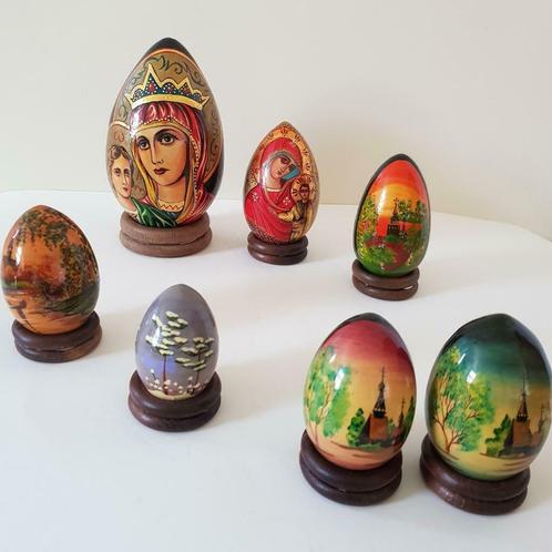 Russische Orthodox houten beschilderde eieren, Antiquités & Art, Antiquités | Objets religieux, Enlèvement ou Envoi