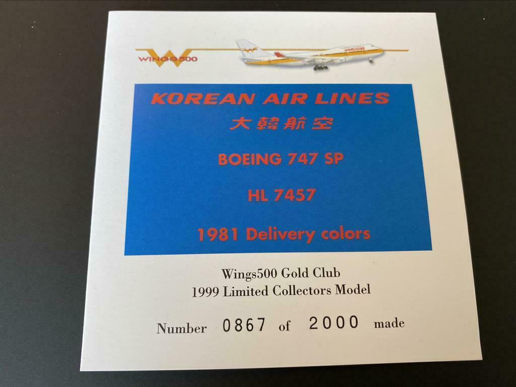 ② Herpa Wings 1/500 Korean Airlines Boeing 747sp limited ed ② Herpa Wings 1/500 Korean Airlines Boeing 747sp limited ed