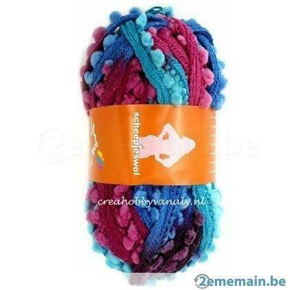 Laine Ariana Pompon avec paillettes coloris bleu-rose-turqu, Enlèvement ou Envoi, Neuf, Tricot, Aiguille