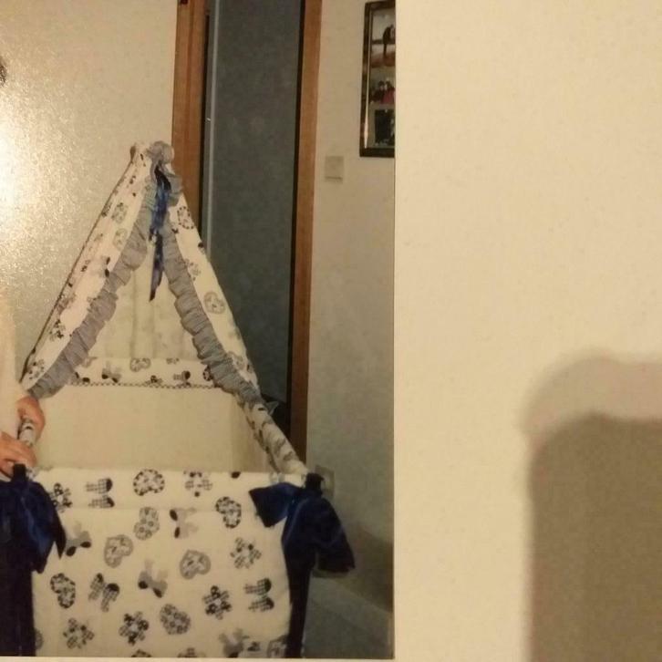 Romantische wieg Lisette hartjes/strikjes/bloempjes blauw, Kinderen en Baby's, Babywiegjes en Ledikanten, Gebruikt, Wieg, Ophalen