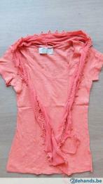 ZARA - Koraalrood bloesje met sjaaltje. Maat M. Nieuwstaat!, Zara, Ophalen of Verzenden, Zo goed als nieuw, Korte mouw