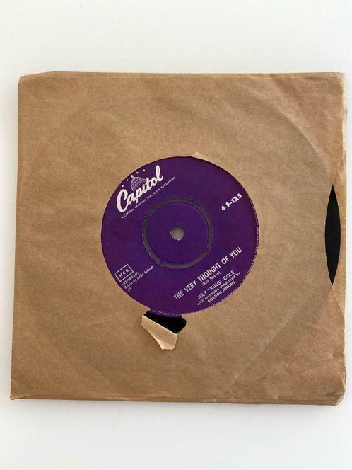45 RPM  Nat King Cole ‎– The Very Thought Of You 1958, Cd's en Dvd's, Vinyl | Jazz en Blues, Gebruikt, Jazz, 1940 tot 1960, Overige formaten
