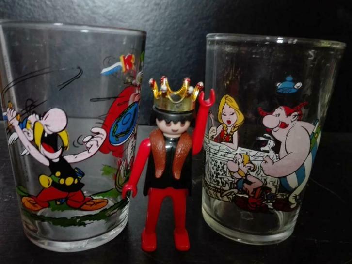 172) 2 toffe glazen van Asterix en Obelix, Verzamelen, Stripfiguren, Gebruikt, Gebruiksvoorwerp, Asterix en Obelix, Ophalen of Verzenden